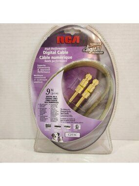 RCA Digital Audio Coaxial Cable 3ft RG-6 24K Gold Plated High Performance